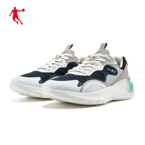 乔丹qiaodan运动鞋男2023春夏季新款跑步鞋网面透气休闲鞋子黑色象牙