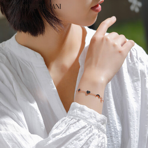 安普里奥阿玛尼emporioarmani女士手链月亮星星百搭手链银质生日礼物