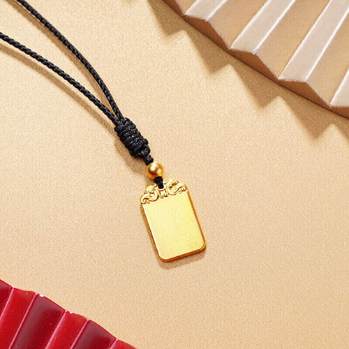 老庙黄金吊坠 老庙黄金 古韵金系列 1110000378 平安无事牌足金吊坠