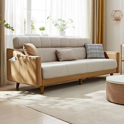 全友家居 沙发床北欧简约科技布沙发三人位可折叠两用沙发床111015