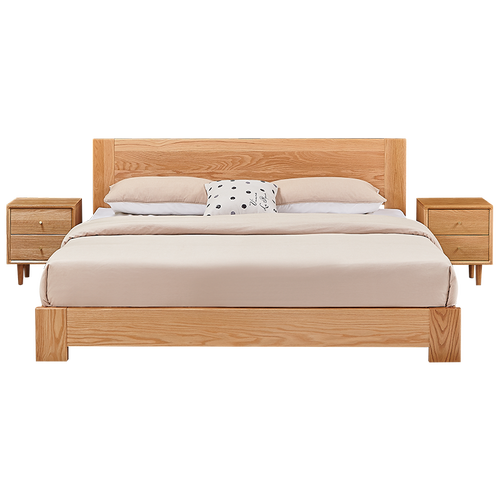 123456789全友家居 实木床 北欧简约卧室双人床 北美进口橡木板式床dw