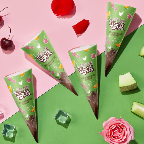 伊利巧乐兹哈密瓜玫瑰车厘子味脆筒冰淇淋73g6支盒雪糕冰激凌冷饮