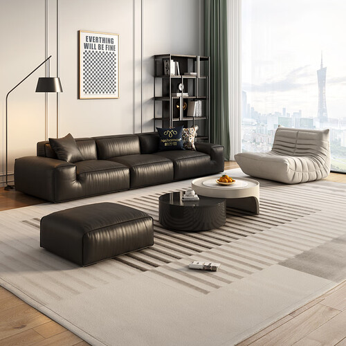 帕沙曼(pashaman)夏图大黑牛沙发真皮头层牛皮意式极简小户型客厅 2.