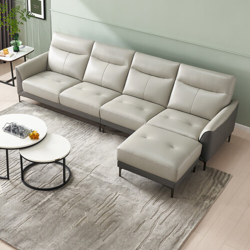 全友(quanu)皮艺沙发 quanu 全友 102710a 简约真皮沙发 左2 右2 脚凳