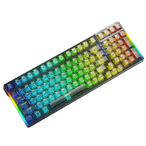 狼蛛(aula)f98透明蓝牙三模客制化机械键盘有线无线 rgb热插拔 98配列