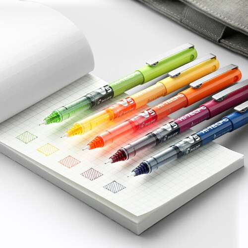 百乐pilotbxv5直液式走珠笔中性笔05mm针管水笔签字笔彩色学生考试笔3