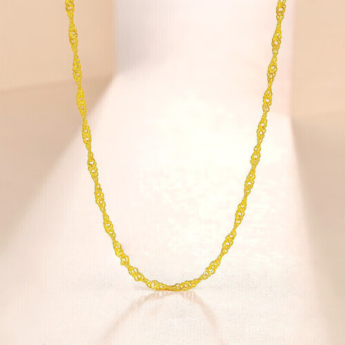 周六福(zlf)黄金素链 zhou liu fu 周六福 aa050785 水波纹足金项链