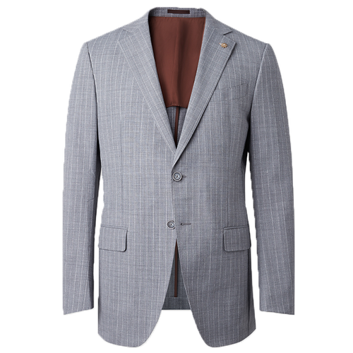 威可多(vicutu)男士西服百搭时尚商务轻正装外套灰色竖纹羊毛西装男vb