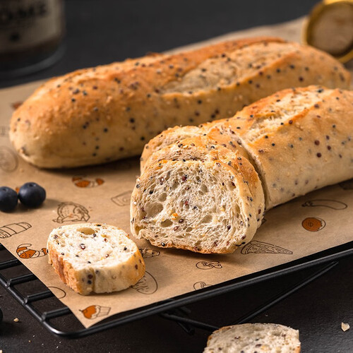 吾双面包法式乡村藜麦面包520g 四根装 烤即食冷冻法棍轻食杂粮 49.