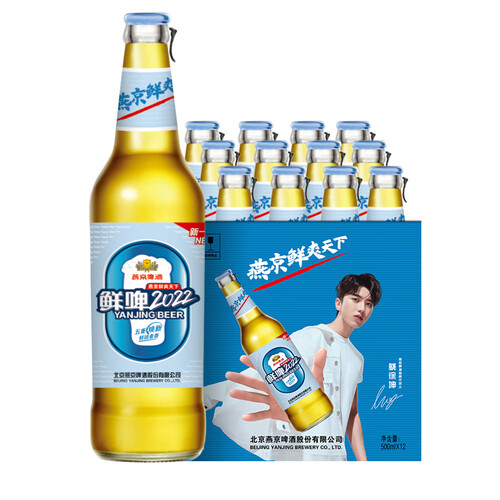 燕京啤酒情人节送礼9度鲜啤2022500ml12瓶整箱装