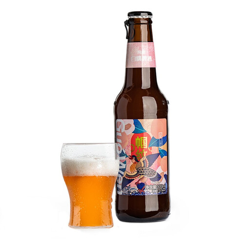 帼纹仙鹤七品文官白桃果味精酿啤酒300ml12瓶整箱装