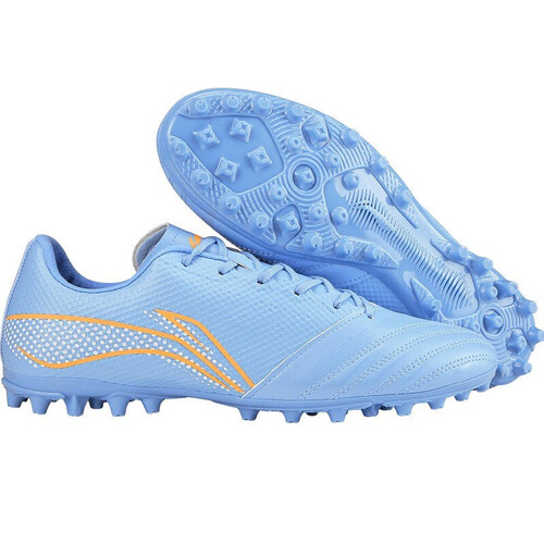 李宁足球鞋铁系列2代mg短钉超纤皮人造草比赛训练球鞋男极光蓝铁2升级