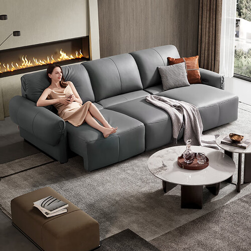 芝华仕cheers头等舱真皮沙发床意式极简电动功能客厅家具40279三人位