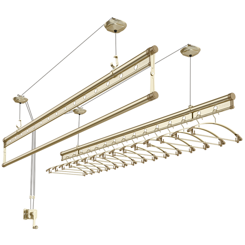 金贵夫人 晾衣架升降阳台三杆手摇晾衣杆手动室内晒衣架家用凉衣架