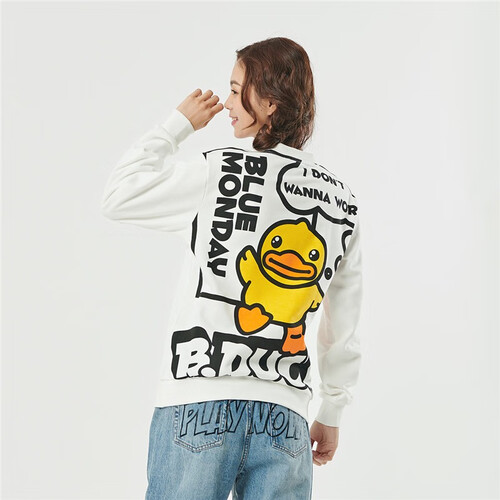 duck小黄鸭圆领卫衣女2022春秋季宽松学生外穿女装 米白 xs(155) 169