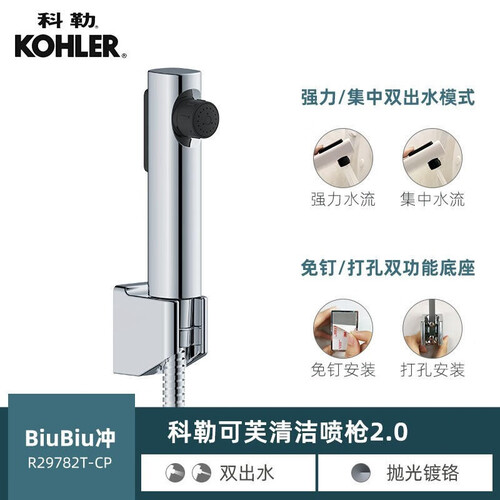 科勒kohler喷枪卫生间家用马桶水龙头高压增压两出水免打孔喷头冲洗器