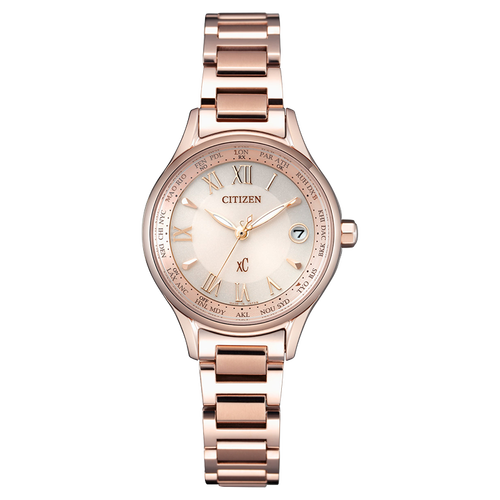 西铁城(citizen)女表馨悦之旅xc系列蓝宝石多局电波女手表 舒博钛樱花