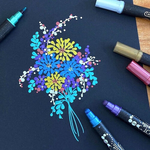 吴竹(kuretake)文具大赏进口zig圆点笔点点笔 金属6色套装 tc-8100/6v