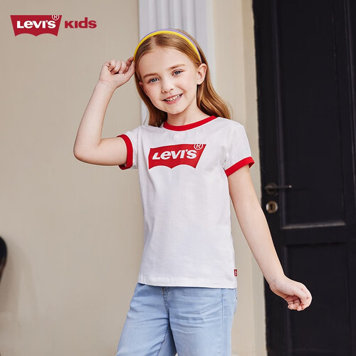 levis李维斯童装夏季短袖t恤婴童舒适半袖男女童休闲上衣奶白80cm18m