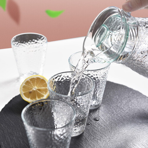 乐唯诗 锤纹玻璃水杯套装白开水杯家用大容量玻璃水具套装 锤纹玻璃杯