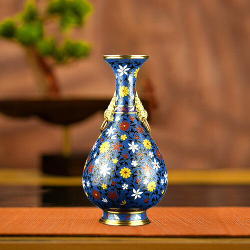 收藏天下米振雄景泰蓝玉壶春瓶铜胎掐丝珐琅收藏工艺品摆件工艺美术