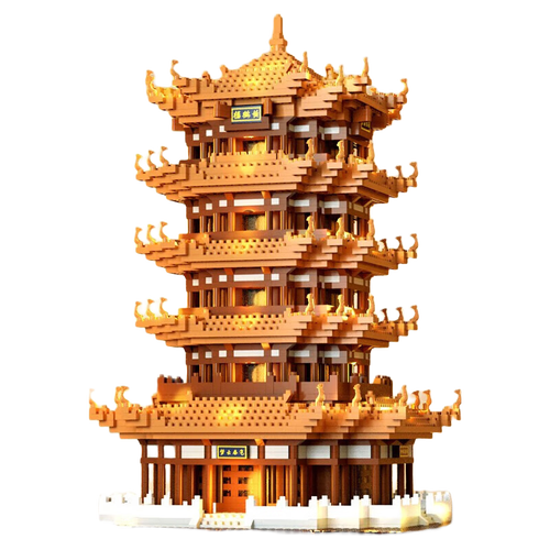 积慧黄鹤楼拼装积木玩具古建筑模型国潮高难度微颗粒摆件 小号445粒