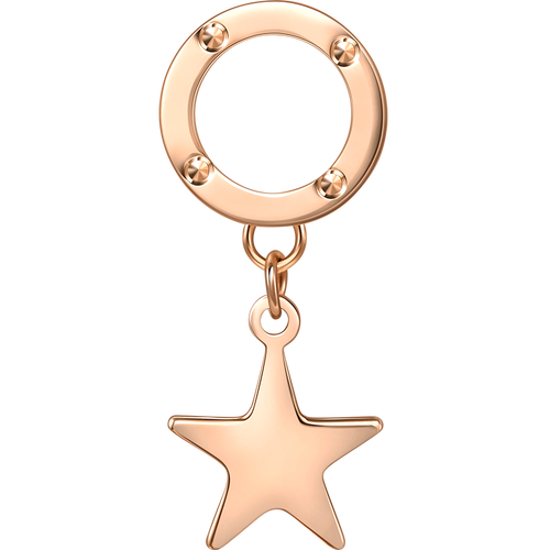 周生生 18k玫瑰金耳环 薄荷系列圆环星星耳线单边 92537h定价 500元