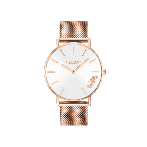 欧美表 蔻驰(coach)perry系列马车标识 日辉纹表盘钢链36mm 石英表