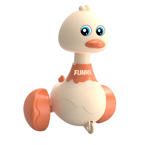 皇儿儿童玩具车回力车网红按我鸭网红鸭宝宝按压式小黄鸭摇摆鸭早教3