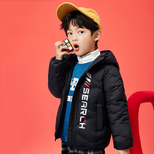 鸭鸭儿童羽绒服短款2022冬天新款中大童保暖上衣女童连帽休闲男童轻薄