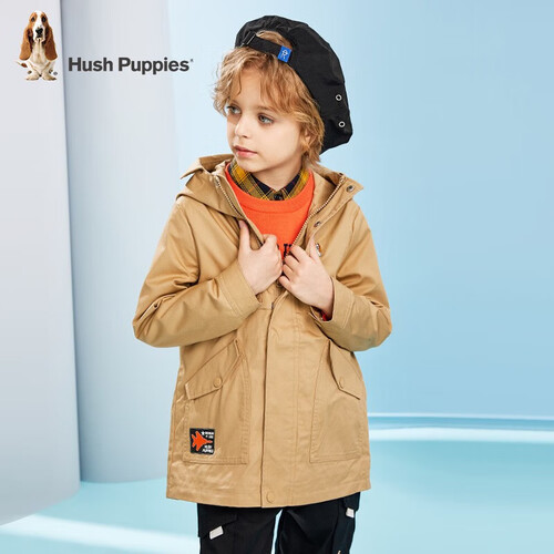 暇步士hushpuppies童装女童男童风衣春秋季中大童卡儿童宽松舒适外套