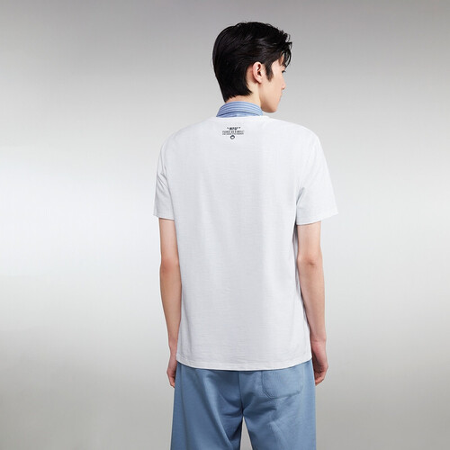 hla海澜之家短袖t恤男舒适弹力圆领撞色织唛透气亲肤短袖男