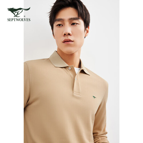 七匹狼【狼族生活】长袖t恤男士翻领纯棉商务休闲多彩小狼标polo上衣