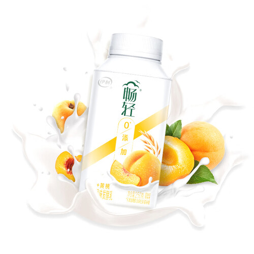 伊利畅轻 0添加燕麦 黄桃口味250g*4瓶 低温酸牛奶风味发酵乳健康轻食