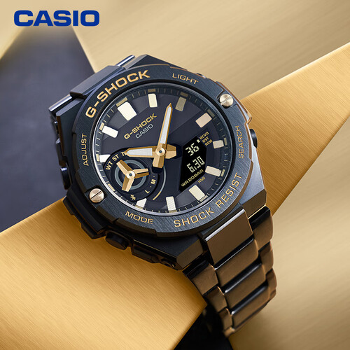 casio 卡西欧 g-shock 「黄金时代」经典黑金系列 男士太阳能蓝牙腕表