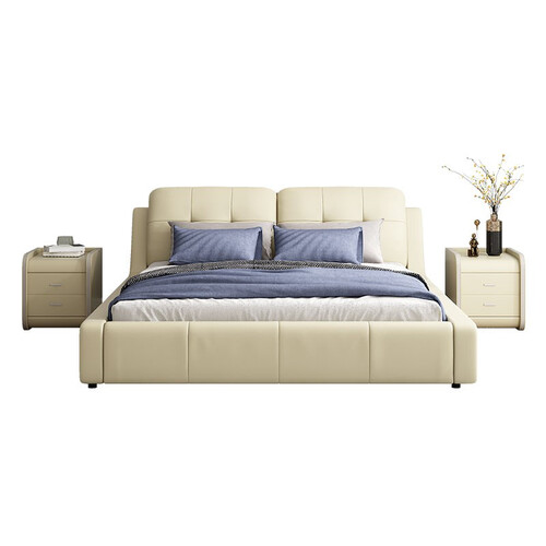 a家皮艺床 ahome a家家具 da0188 真皮架子床(米白色) 1.