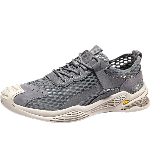 123456骆驼牌男鞋透气缓震网面鞋百搭休闲鞋户外运动鞋w112309230灰色