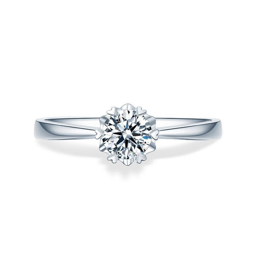 星眸珠宝18k金莫桑石钻戒六爪扭臂d色克拉50分显钻心形四爪雪花群天使