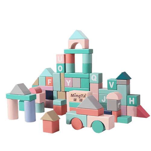 铭塔(ming ta)积木 mingta 铭塔 木制积木玩具 100粒大颗粒(收纳桶装)