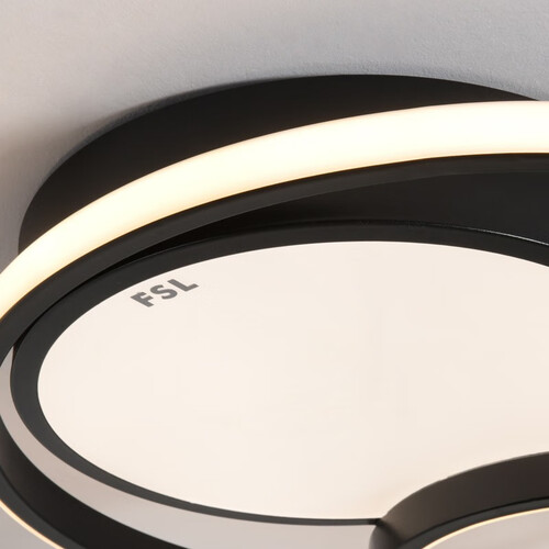 fsl佛山照明吸顶灯led卧室灯北欧后现代铁艺灯具双色调光5042136w圆