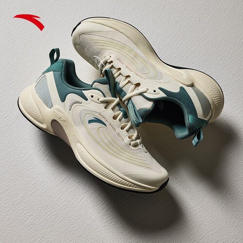 安踏c37 冰饮丨软底跑步鞋男跳绳鞋休闲网面透气运动鞋男 浅米白/远足