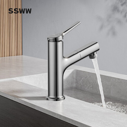 浪鲸ssww抽拉式面盆水龙头漱口冷热浴室卫生间台盆洗脸sktm603acp21