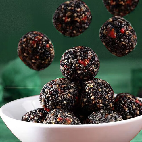 功夫小帅六珍核桃枸杞黑芝麻丸桑葚红枣黑米茶点孕妇零食0反式脂肪酸0