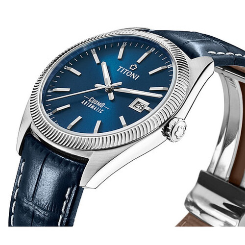 梅花titoni瑞士手表宇宙系列机械皮带男士腕表eta2824全自动机芯41mm