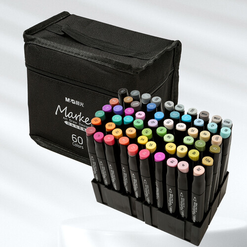 晨光mg文具60色双头酒精性速干马克笔袋装动漫款纤维笔头绘画手绘涂鸦