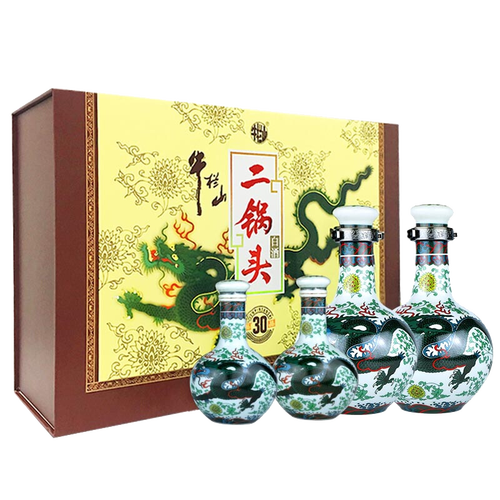 牛栏山珍品30北京二锅头青龙礼盒清香型白酒53度500ml2125ml2礼盒
