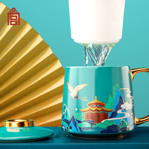 museum cultural products and services)整套茶具 故宫文创 鹿鹤同春