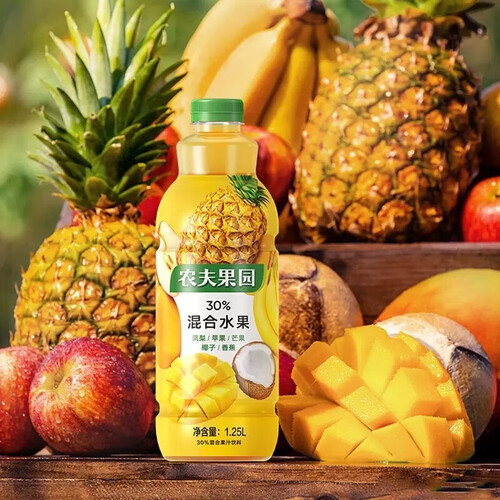 农夫山泉农夫果园30%混合果汁饮料 凤梨苹果1.25l*2瓶 22.8元-聚超值