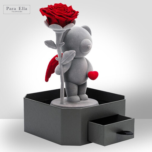 para ella 永生花礼盒玫瑰花小熊礼盒圣诞节礼物生日礼物送女友结婚