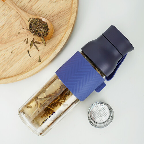 乐扣乐扣(locknlock)耐热玻璃便携提手水杯子防烫杯套带网片复古波普